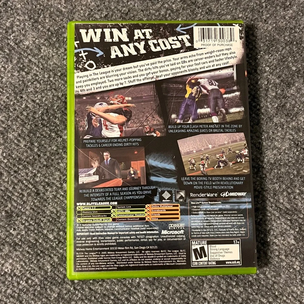 Blitz The League Microsoft Xbox Original Game Complete CIB Midway 2005 NTSC